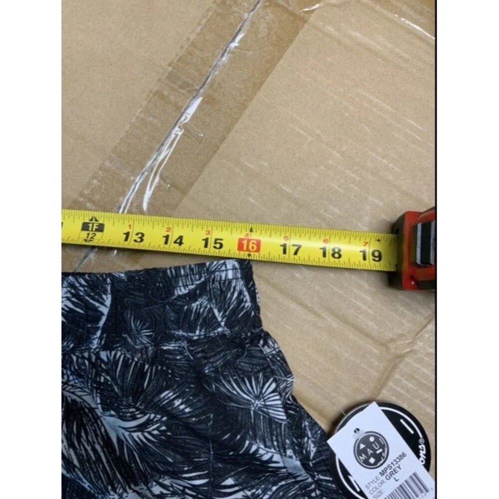 MENS MAUI AND SONS DRAWSTRING LINED STRETCH SWIM BOARD SHORTS SIZE L